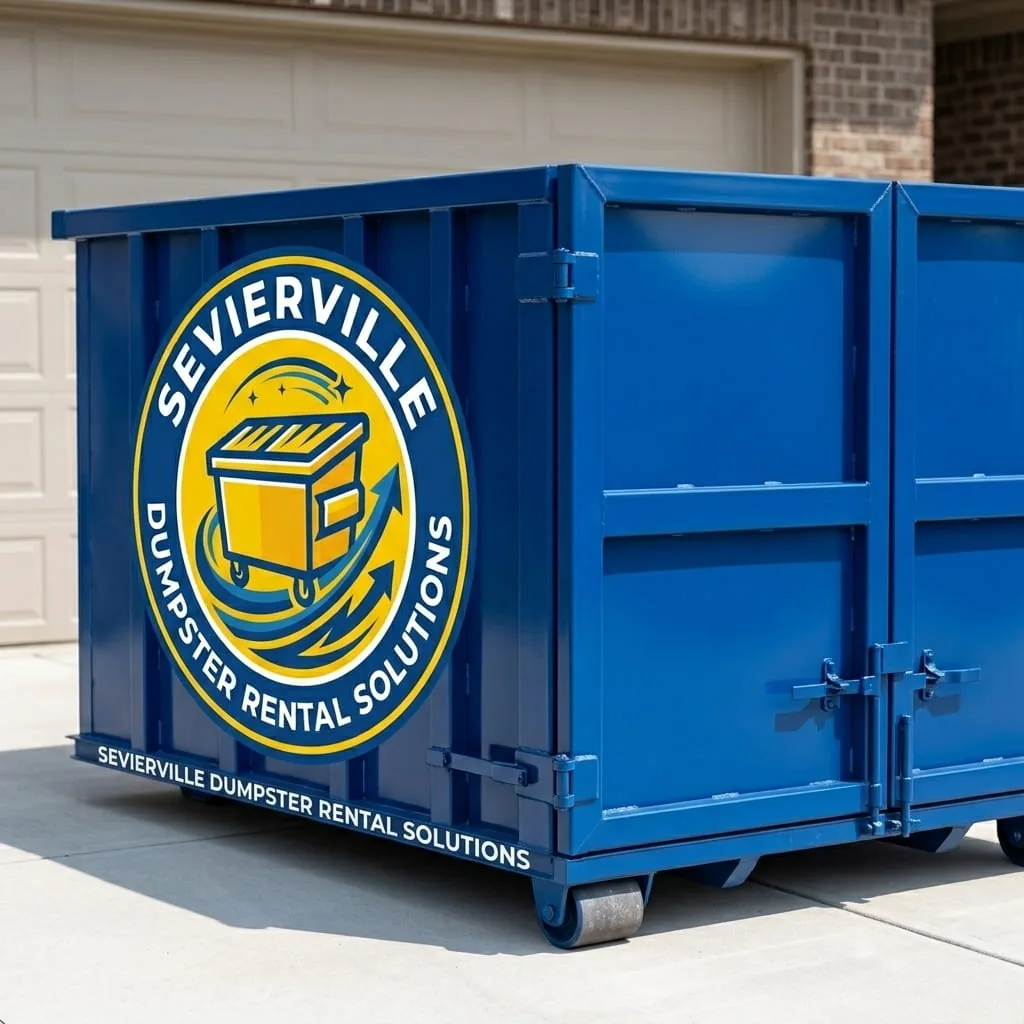 Locally owned dumpster rental company in Sevierville TN Sevierville Dumpster Rental Solutions container on a Sevier County cabin lot